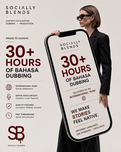 Instagram post: 30+ hours of Bahasa dubbing delivered by an international team